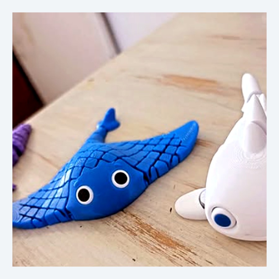 Figuras de animales marinos impresas en 3D