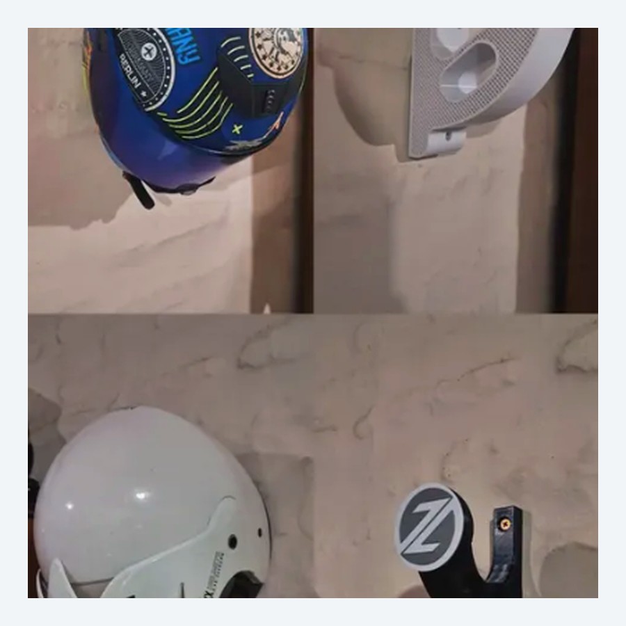 Ganchos y soportes para cascos impresos a medida